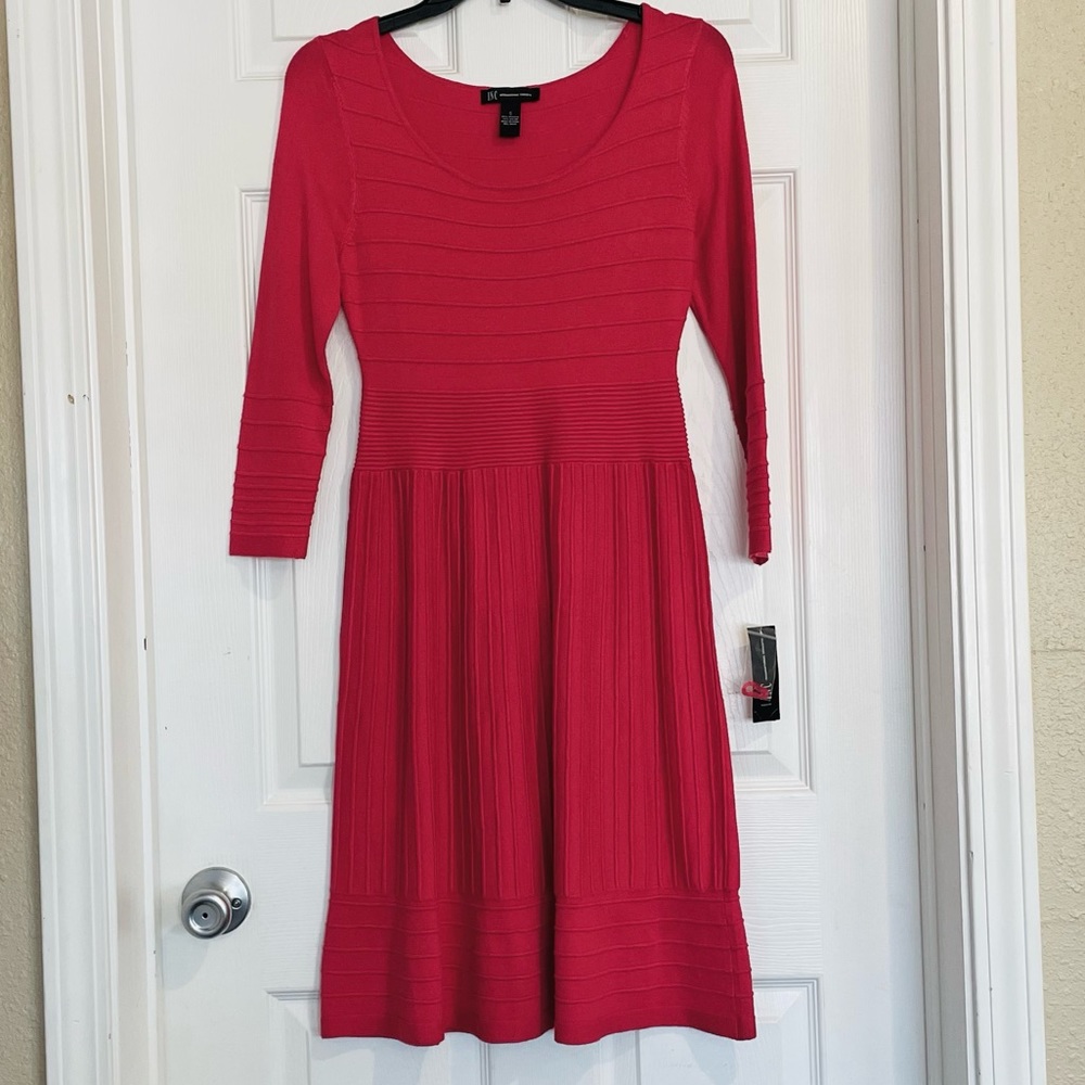 NEW With Tags INC Womens Knit Ribbed Trim Casual Dress Pink Size Small